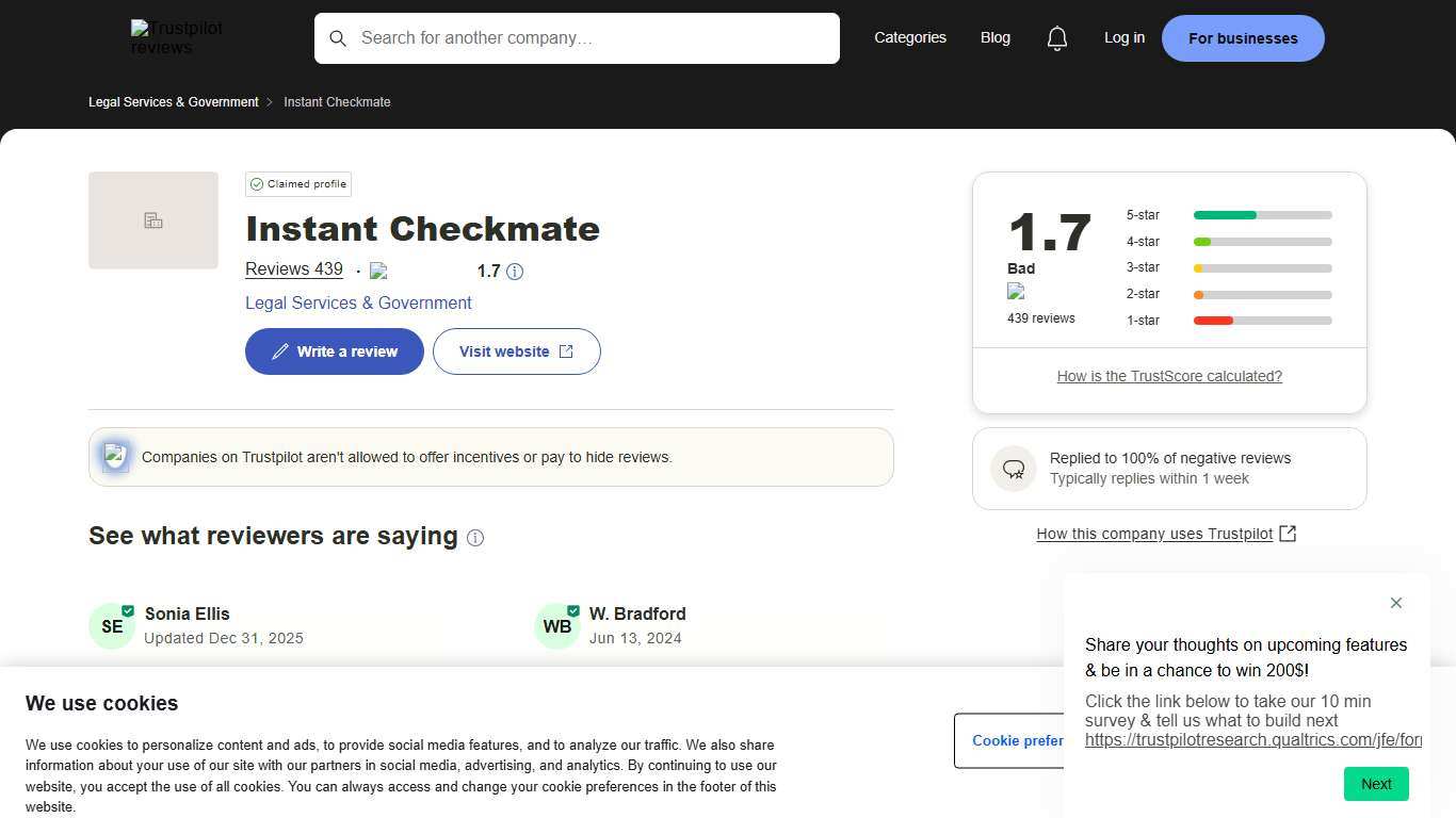Instant Checkmate Reviews | Read Customer Service Reviews of instantcheckmate.com